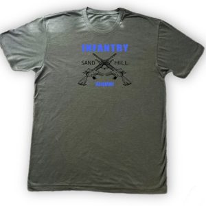 T-Shirt with the words Infantry Alumni sand hill and two crossed riffles printed on it.